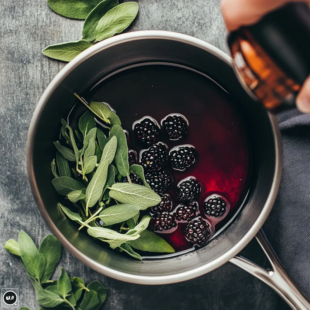 Copycat Starbucks Blackberry Sage Lemonade Refresher – A Refreshing DIY Twist You’ll Crave 8 Making blackberry sage syrup with real ingredien