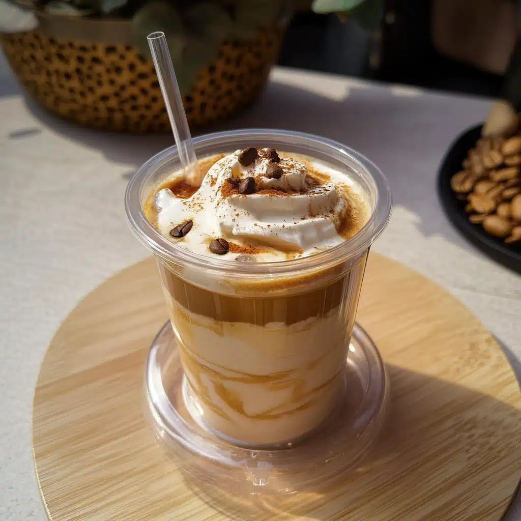 Copycat Dunkalatte Recipe 8 Iced Dunkalatte in clear cup with espresso and cream
