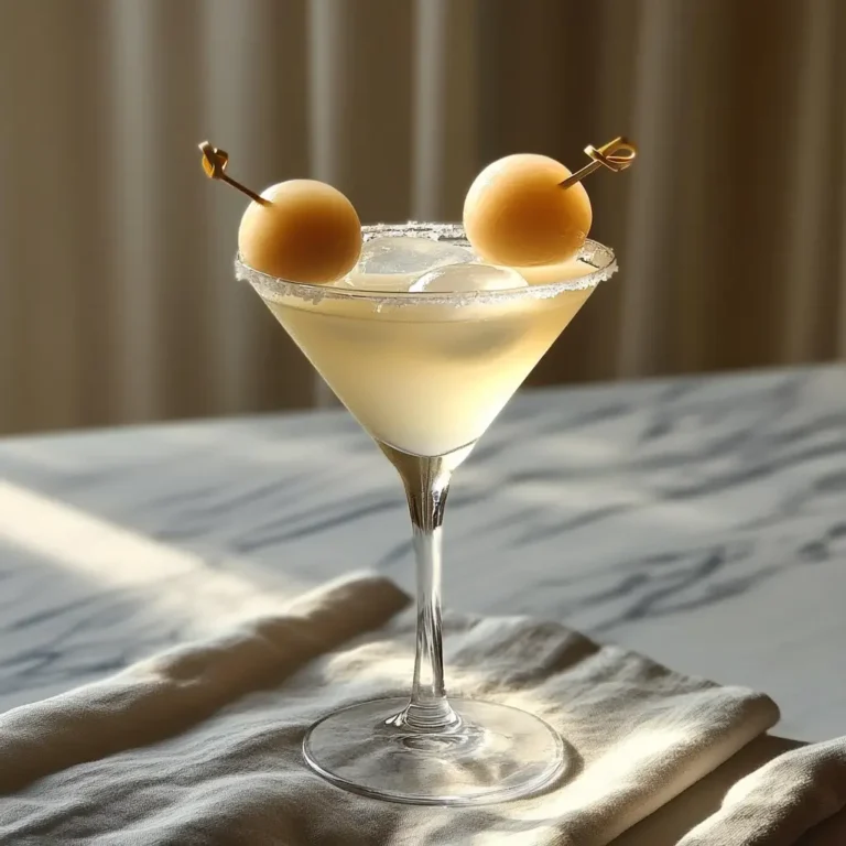 lychee martini with lychee fruit garnish